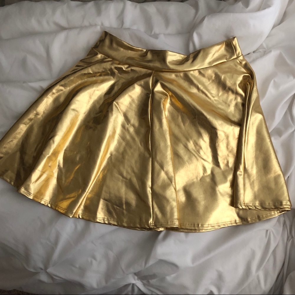 Metallic Gold Skater Skirt